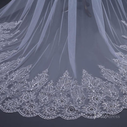 Lace Cathedral Veil with Blusher Viniodress TS17110-Veils-Viniodress-Viniodress