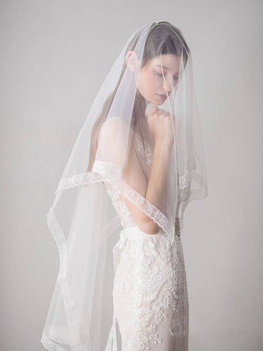 Roycebridal Lace Hemline Ivory Tulle Wedding Veils