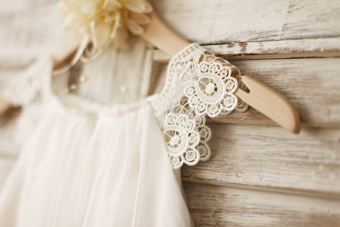 Lace Cap Sleeves Boho Beach Ivory Chiffon Flower Girl Dress