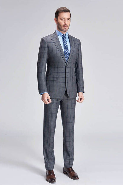 Large Checked Decent Dark Grey Mens Suits Sale-showprettydress