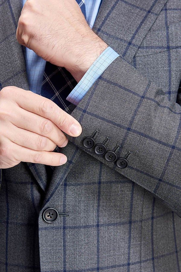 Large Checked Decent Dark Grey Mens Suits Sale-showprettydress