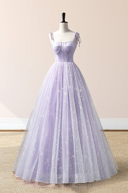 Roycebridal Roycebridal Janelle | Lavender Tulle Straps Floor Length Evening Dress, Lavender A-Line Prom Dress