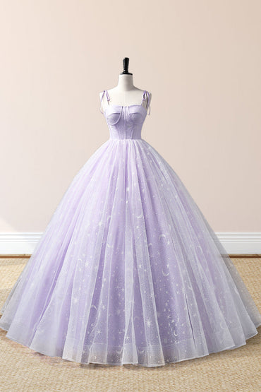 Roycebridal Roycebridal Janelle | Lavender Tulle Straps Floor Length Evening Dress, Lavender A-Line Prom Dress