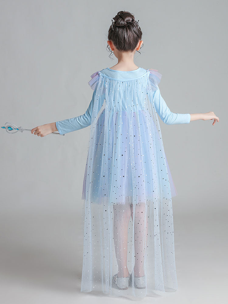 Light Blue Designed Neckline Polyester Sleeveless Short A-Line Polyester Cotton Tulle Sequins Kids Social Party Dresses-showprettydress