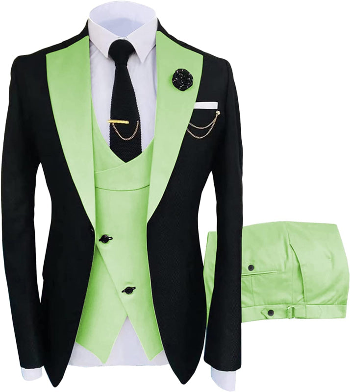 Ogden Light Green Shawl Lapel Three Pieces Slim Fit Prom Suits