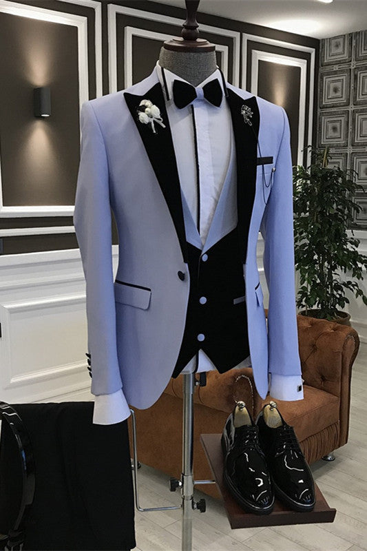 Edmund Light Purple Peaked Lapel Three Pieces Stylish Prom Suits