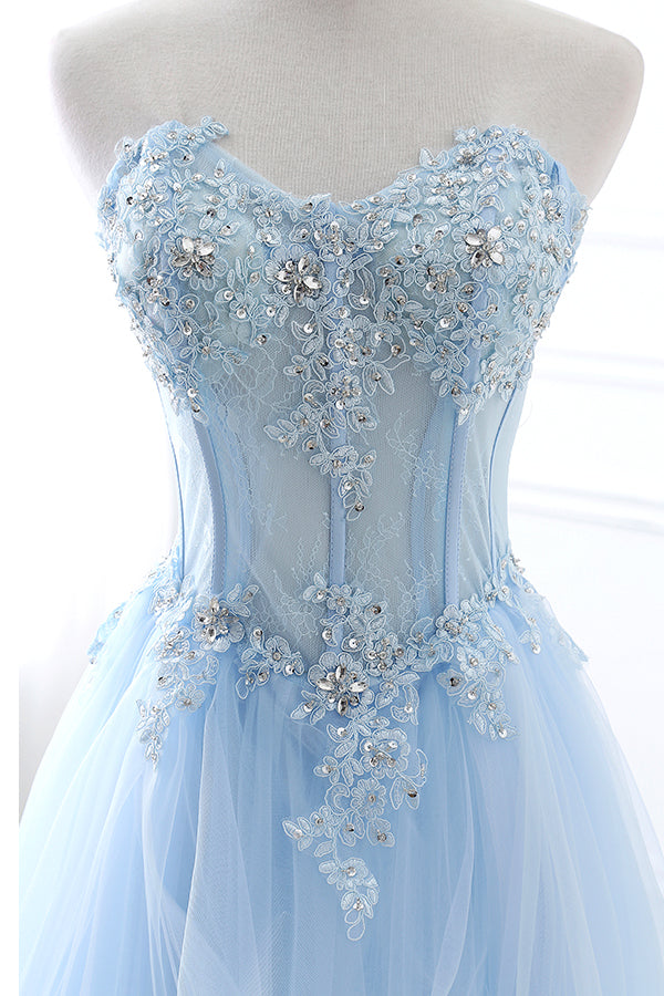 Roycebridal Bailee | Light Blue Beaded Long Prom Dress