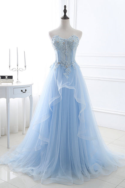 Roycebridal Bailee | Light Blue Beaded Long Prom Dress