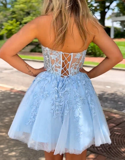 Yasmin |A-line Appliques Corset Homecoming Dress