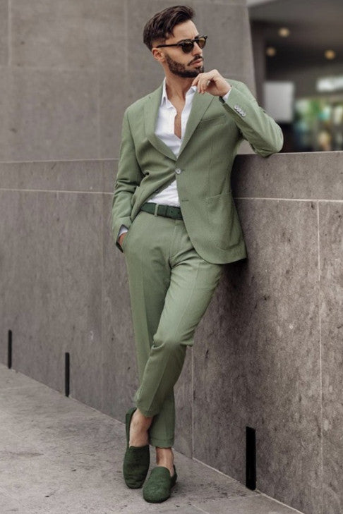 Lime Green Designer Slim Fit Bespoke Men Suits for Prom-showprettydress