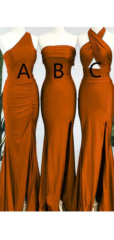 Roycebridal Cheap Burnt Orange Bridesmaid Dresses Mermaid Mismatched Wedding Guest Dress