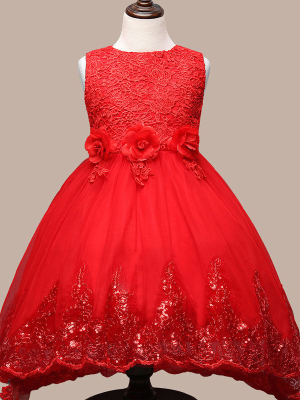 Manadlian Child Girls Sequined Strapless Long Organza Princess Girl Dress-showprettydress