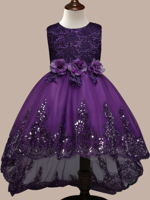 Manadlian Child Girls Sequined Strapless Long Organza Princess Girl Dress-showprettydress