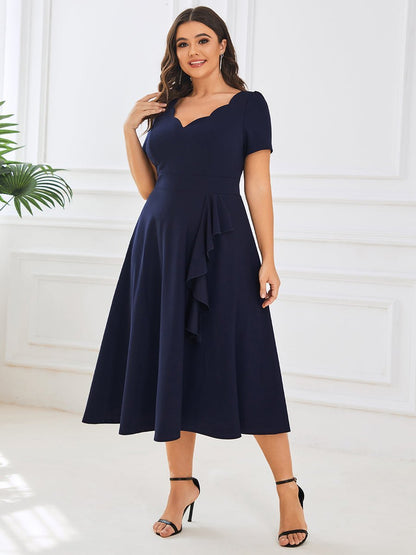 Miranda classic tea length mother of the bride dress in Navy Express NZ wide - Bay Bridal and Ball Gowns