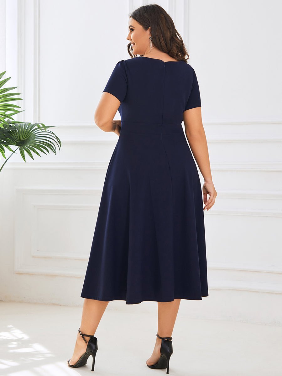 Miranda classic tea length mother of the bride dress in Navy Express NZ wide - Bay Bridal and Ball Gowns