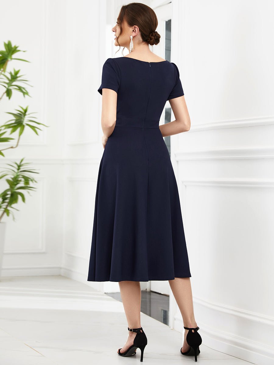 Miranda classic tea length mother of the bride dress in Navy Express NZ wide - Bay Bridal and Ball Gowns