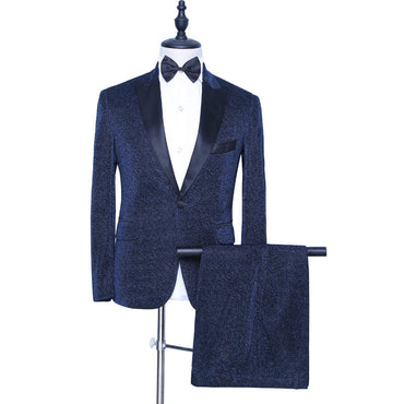 Modern Dark Navy Peaked Lapel Designer Men Suits for Prom-showprettydress