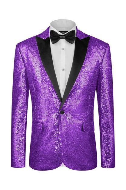 Eli Modern Light Purple Peaked Lapel Sequins Men Suits For Prom