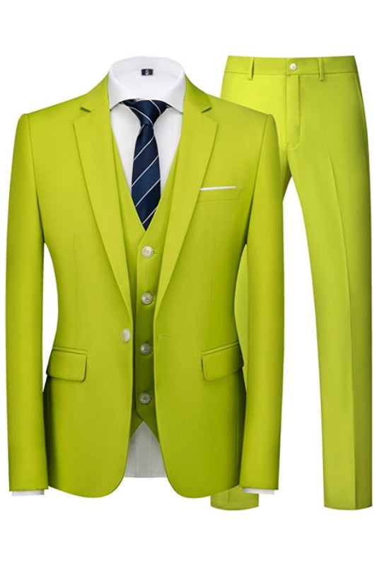 Berger Modern Mint Green Notched Lapel Three Pieces Prom Suits