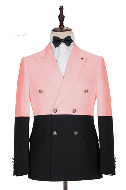 Modern Pink Double Breasted Slim Fit Designer Men Suits for Prom-showprettydress