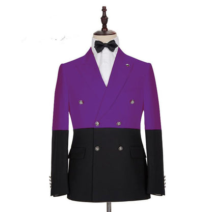 Modern Purple Double Breasted Peaked Lapel Men's Prom Suits Online-showprettydress