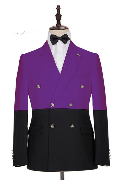 Modern Purple Double Breasted Peaked Lapel Men's Prom Suits Online-showprettydress