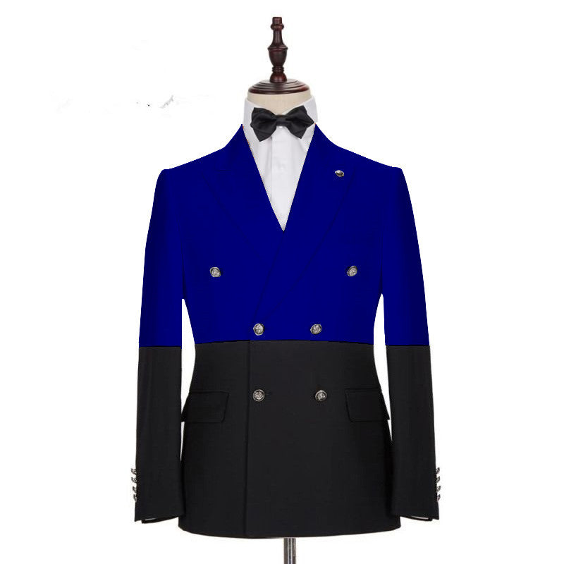 Modern Royal Blue Double Breasted Designer Men Suits-showprettydress