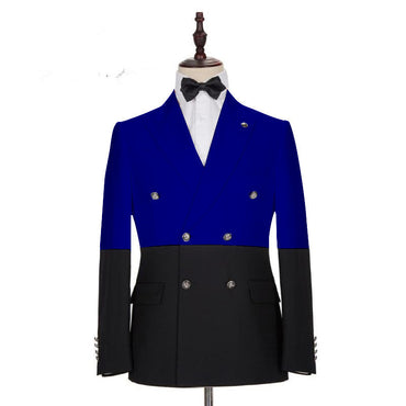 Modern Royal Blue Double Breasted Designer Men Suits-showprettydress