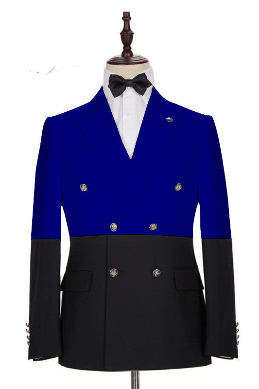 Modern Royal Blue Double Breasted Designer Men Suits-showprettydress