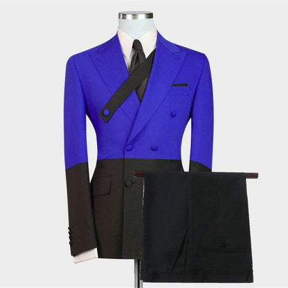 Modern Royal Blue Double Breasted Peaked Lapel Men's Prom Suits Online-showprettydress