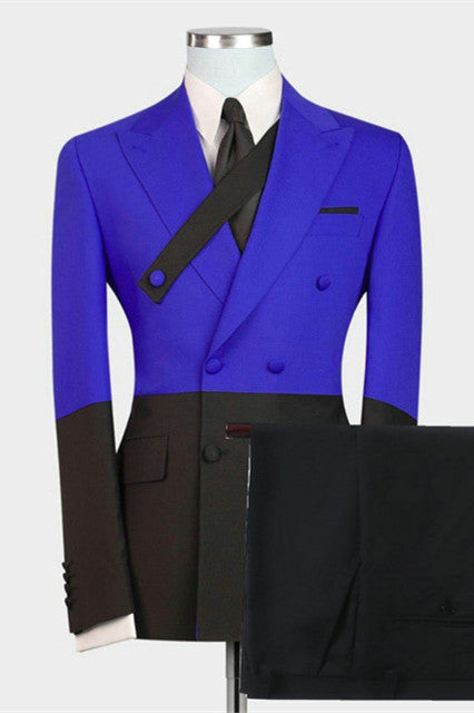 Modern Royal Blue Double Breasted Peaked Lapel Men's Prom Suits Online-showprettydress