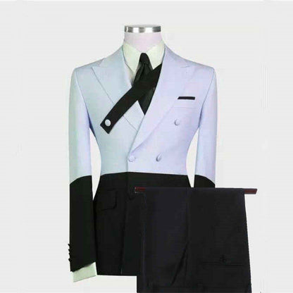 Modern Sky Blue Designer Peaked Lapel Men's Prom Suits Online-showprettydress