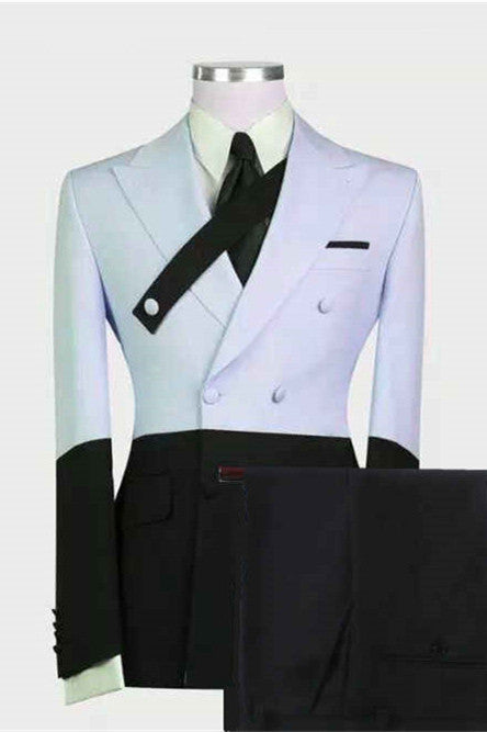 Modern Sky Blue Designer Peaked Lapel Men's Prom Suits Online-showprettydress