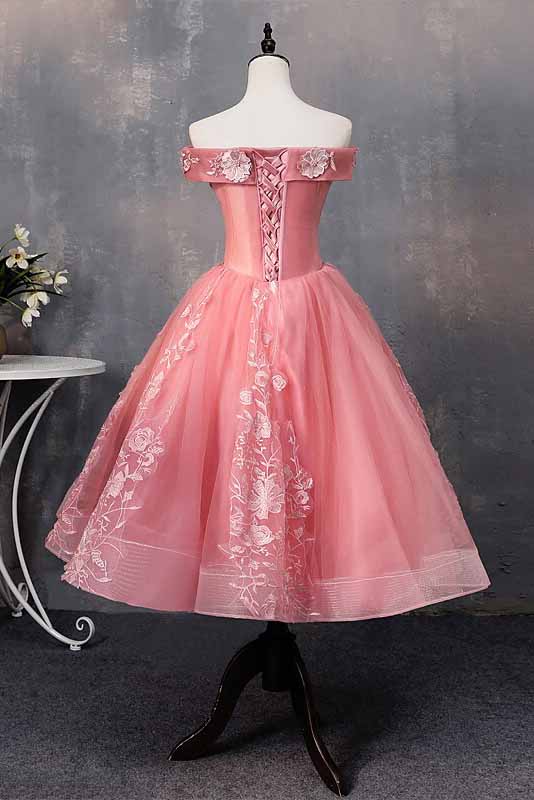 Roycebridal A-line Off-Shoulder Short Prom Dresses Appliques Sweet 16 Gown