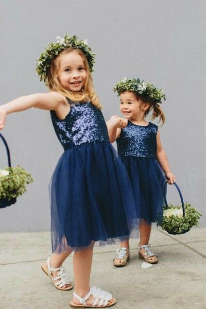 navy-blue-sequin-tulle-children-flower-girl-dresses-knee-length