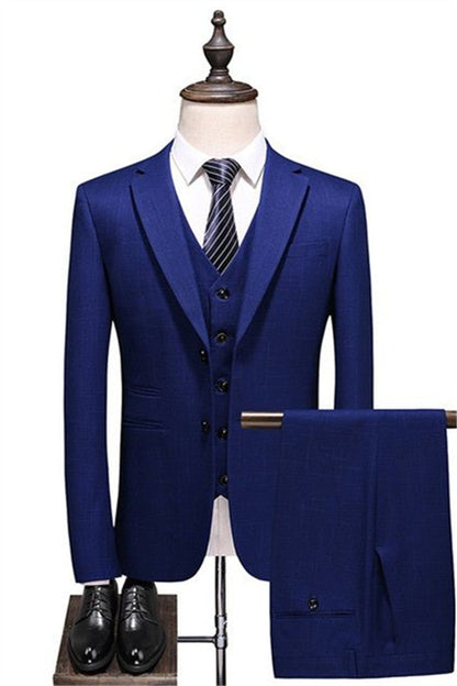 Navy Blue Simple Formal Tuxedo Slim fit Men Suits online-showprettydress