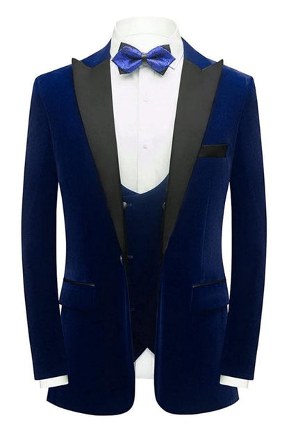 Harry Fancy Navy Blue Three Pieces Velvet Men Suits For Prom