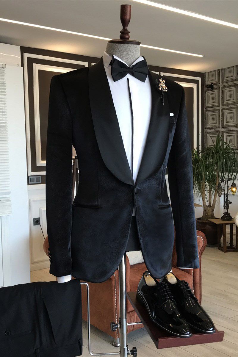 New in Bespoke Velvet Shawl Lapel Slim Fit Wedding Tuxedox-showprettydress