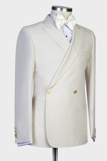 New in White Peaked Lapel Slim Fit Men Suits for Wedding-showprettydress