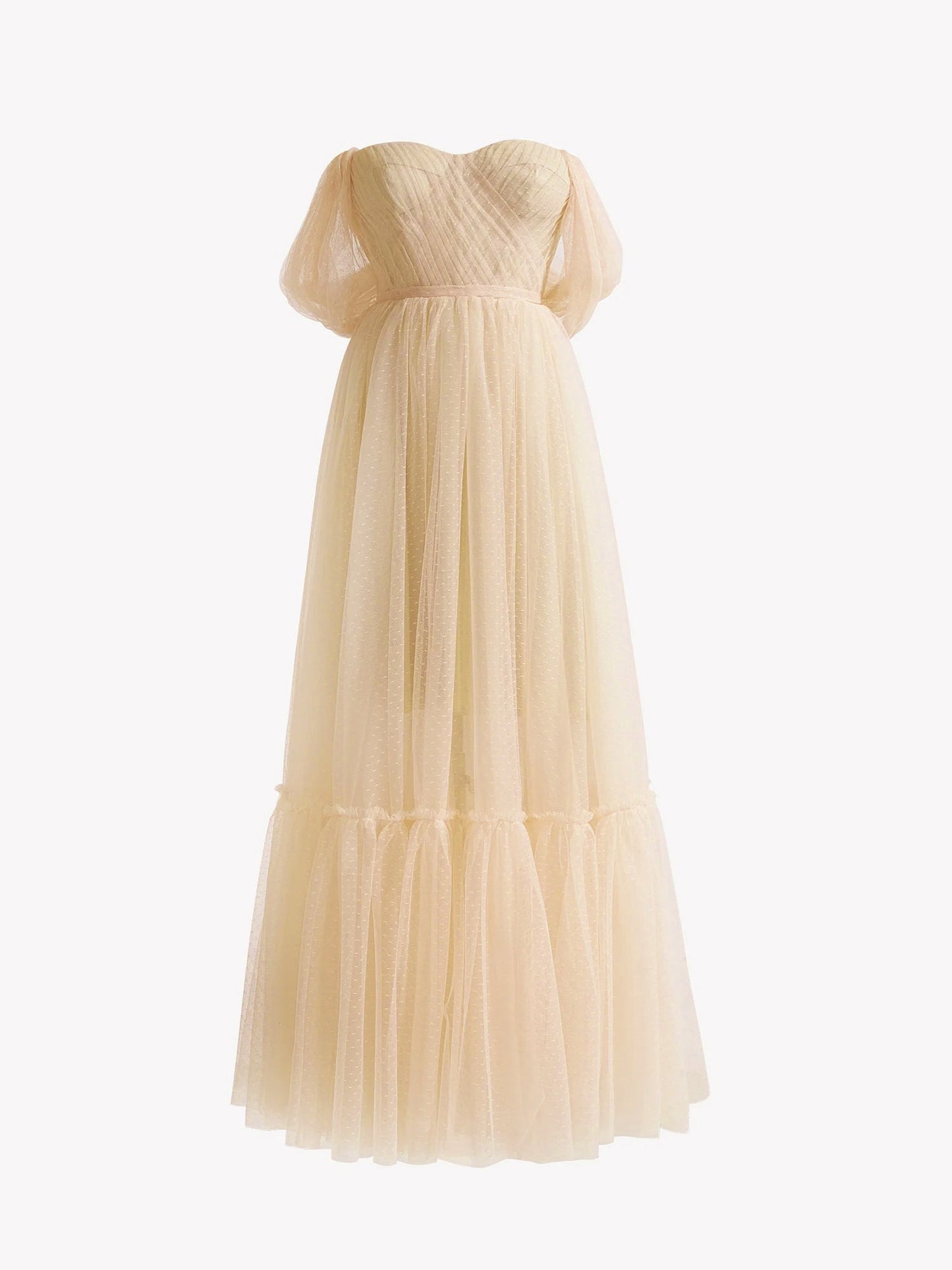 Roycebridal Nova | A-Line Champagne Tulle Sweetheart Tea-Length Prom Dress