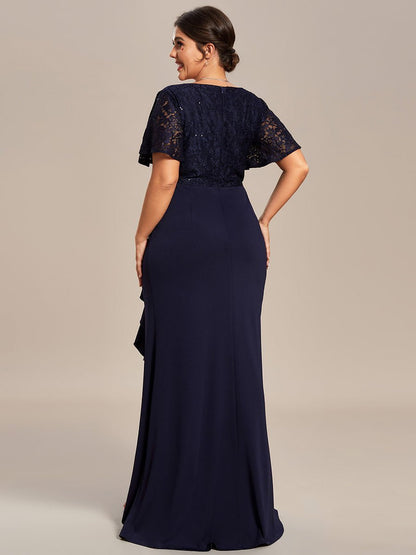 Ophelia plus size sleeved evening mother of bride dress - Bay Bridal and Ball Gowns