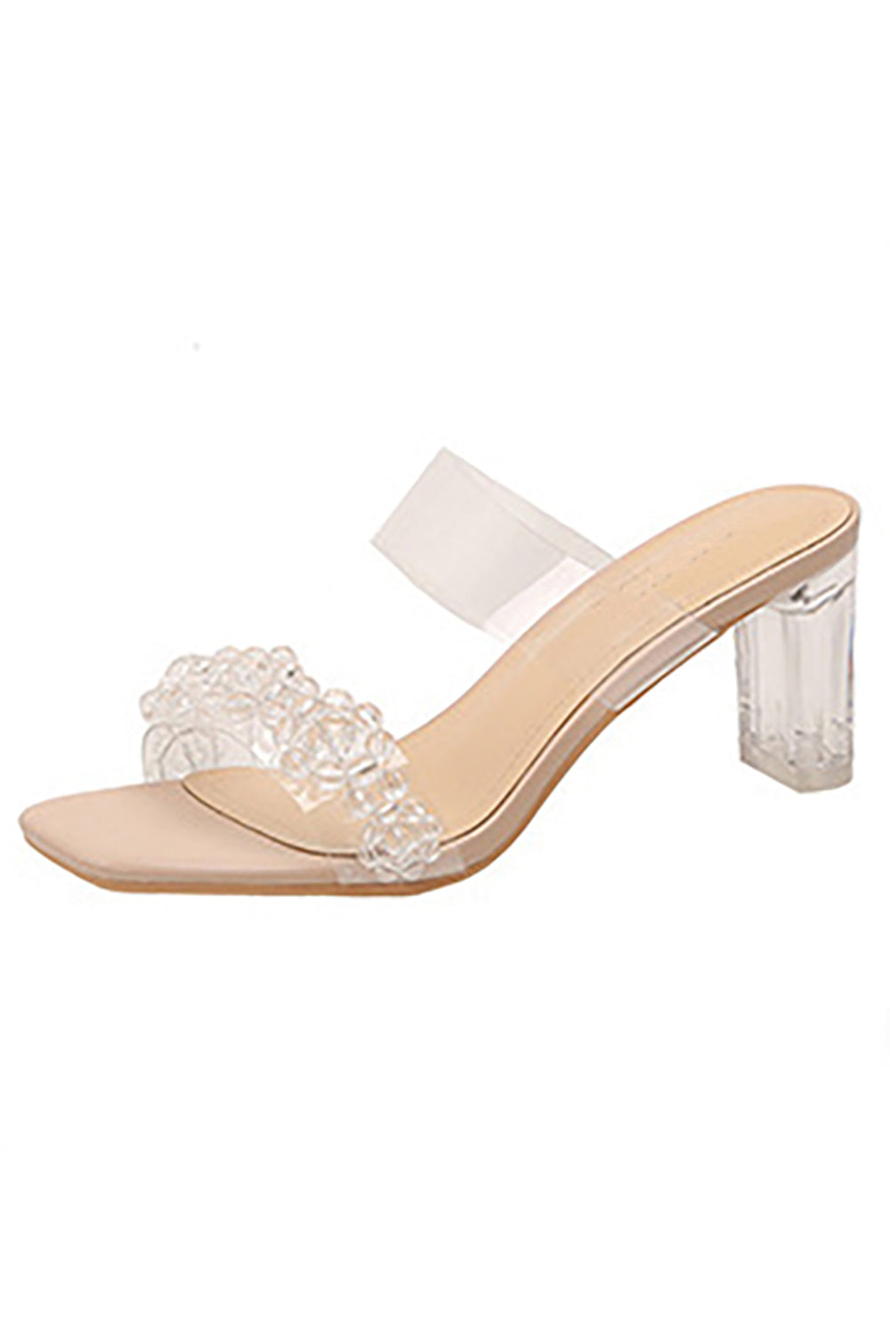 Roycebridal Outdoor Peep Toe Sandals Chunky Heel Fashion Shoes With Beaded