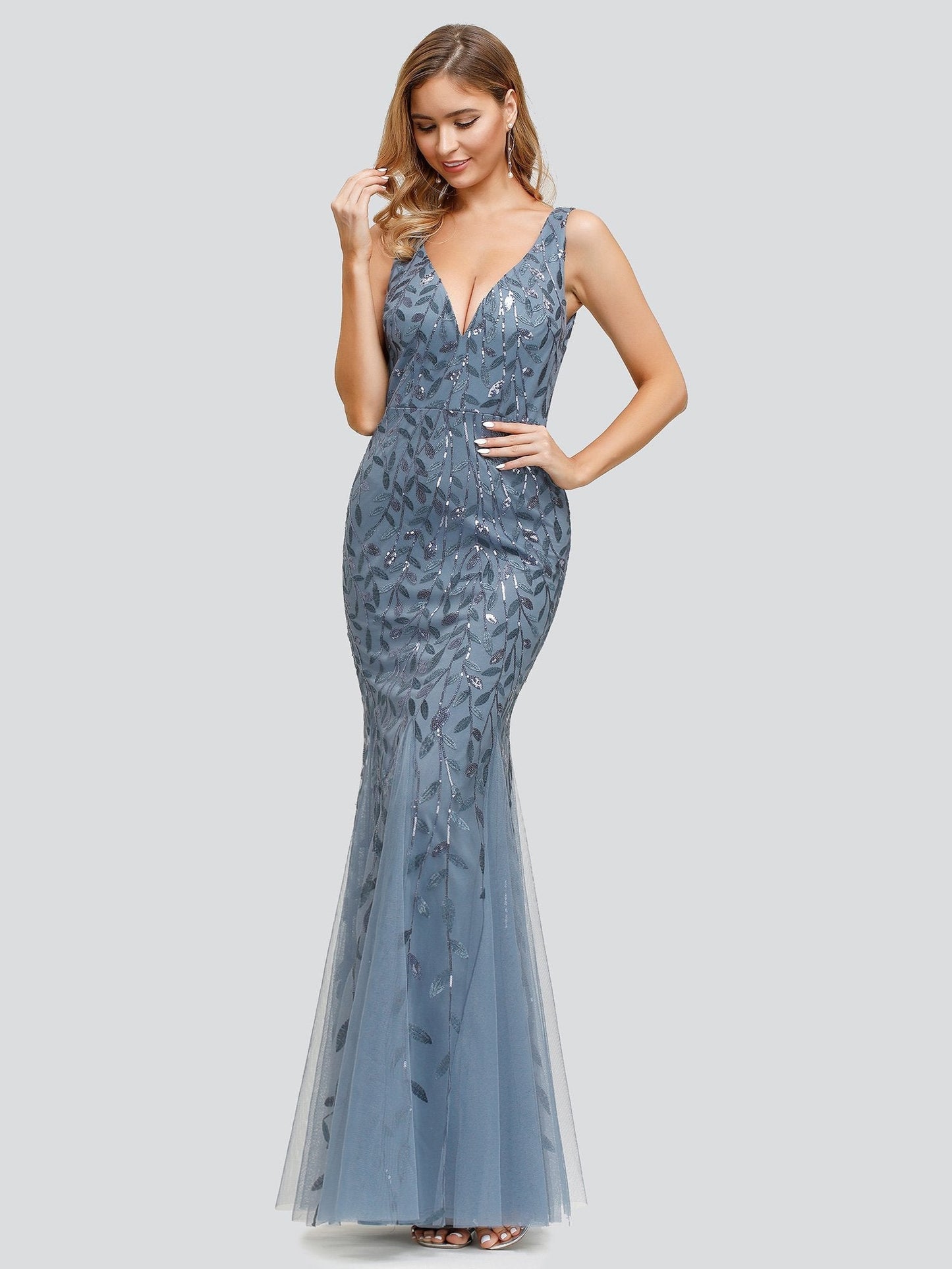 Paula sleeveless tulle and sequin trumpet mermaid dress more colors - Bay Bridal and Ball Gowns