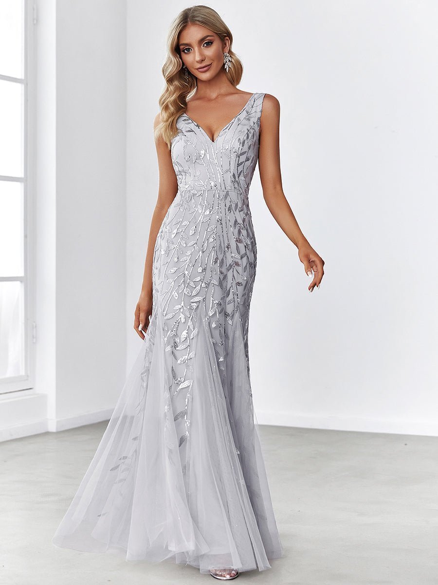 Paula sleeveless tulle and sequin trumpet mermaid dress more colors - Bay Bridal and Ball Gowns