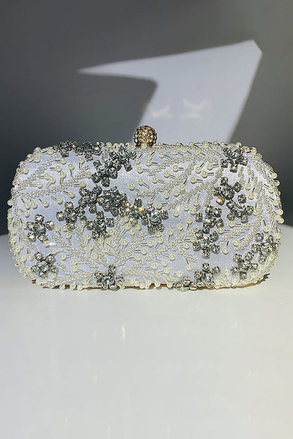 Roycebridal Pearl Rhinestone Beaded Square Handbag