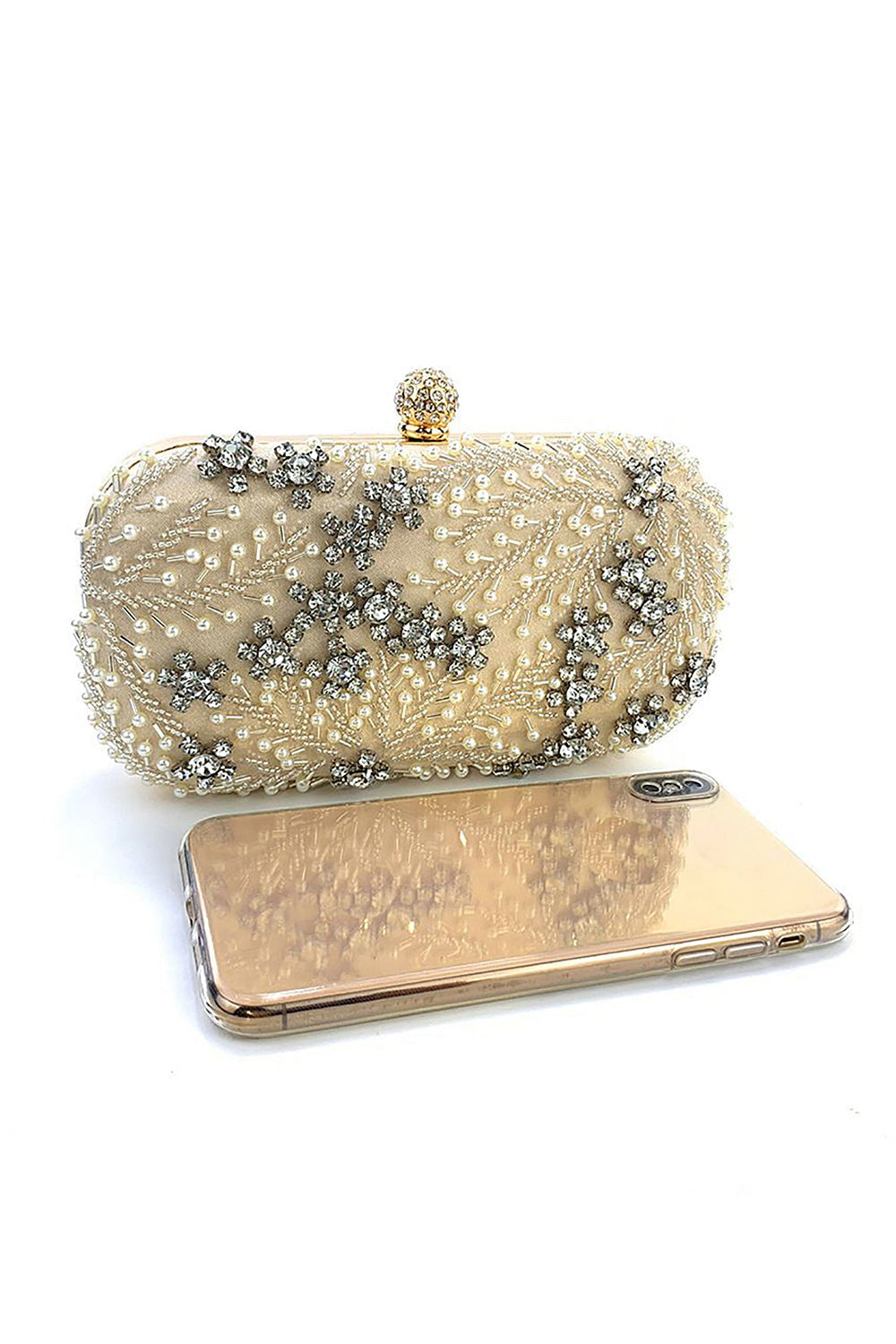 Roycebridal Pearl Rhinestone Beaded Square Handbag