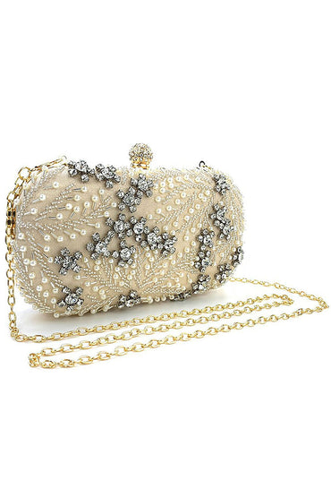 Roycebridal Pearl Rhinestone Beaded Square Handbag