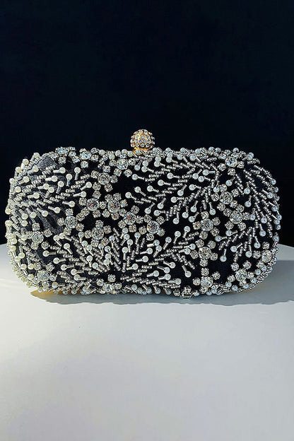 Roycebridal Pearl Rhinestone Beaded Square Handbag