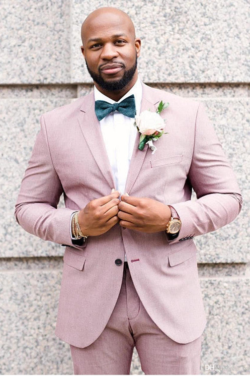 Pink Classic Bespoke Notched Lapel Groomsmen Suits-showprettydress