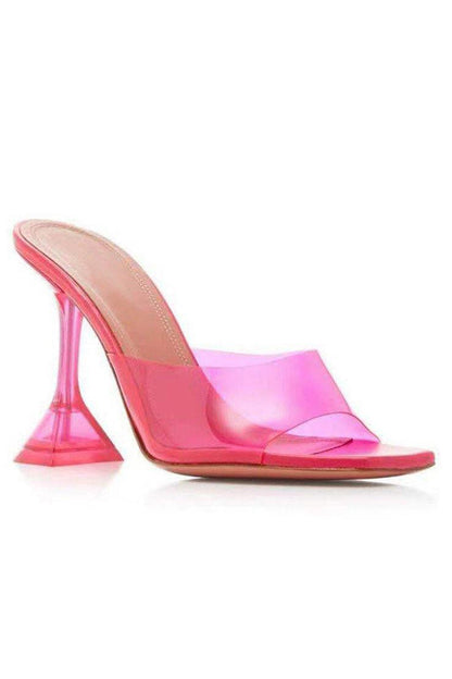 Pink High Heel Naked Mules Sandals